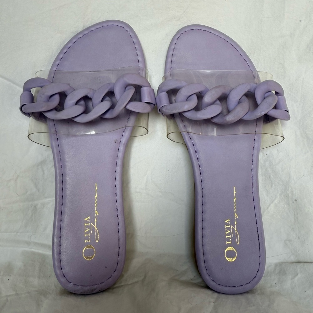 Olivia Jaguar Lavender Purple Chain Link Vinyl Sandals Size 6 1/2 - Picture 6 of 6